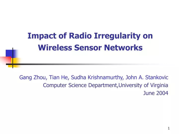 impact of radio irregularity on wireless sensor networks