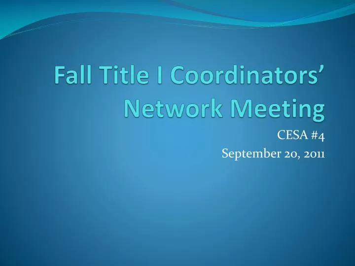 fall title i coordinators network meeting