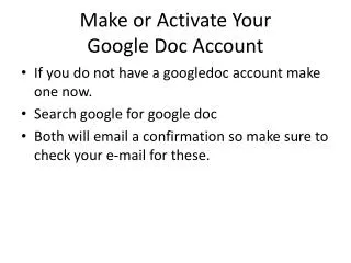 Make or Activate Your Google Doc Account