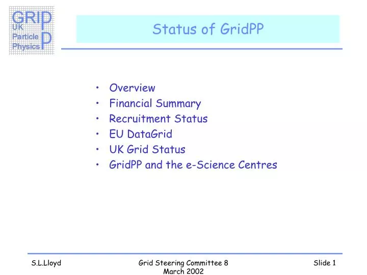 status of gridpp