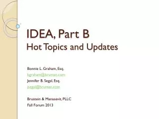IDEA, Part B Hot Topics and Updates