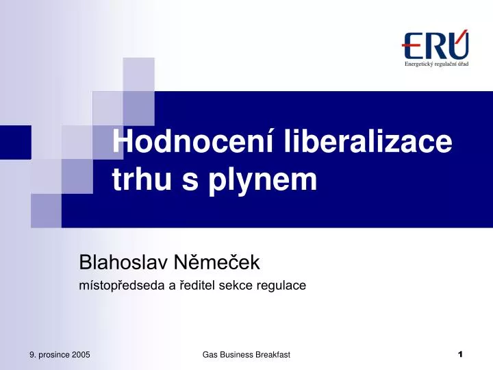 hodnocen liberalizace trhu s plynem