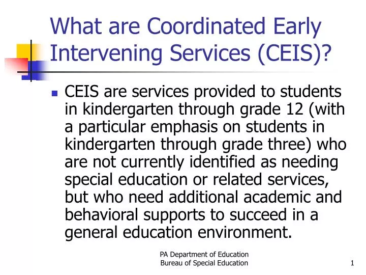 what are coordinated early intervening services ceis