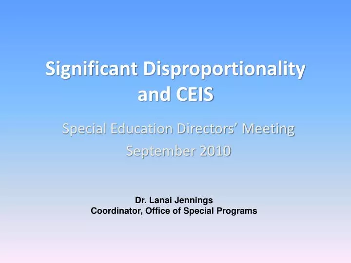 significant disproportionality and ceis