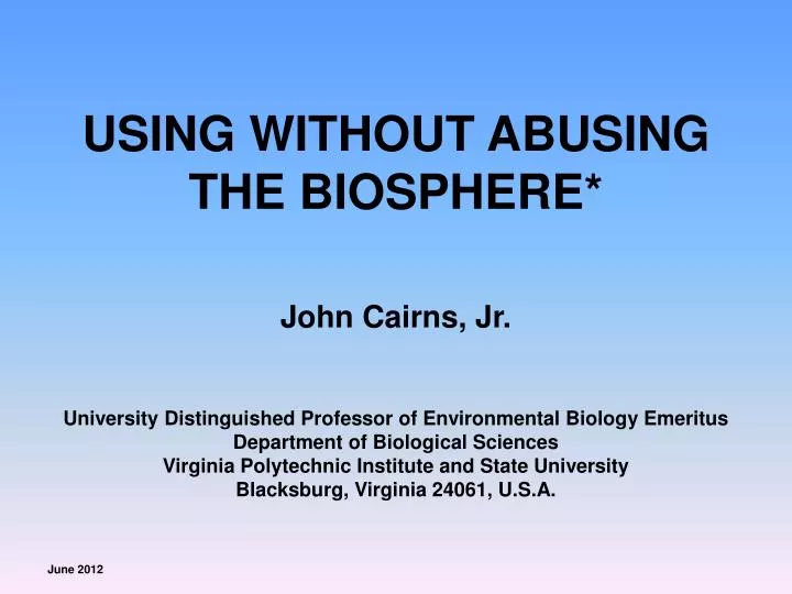 using without abusing the biosphere