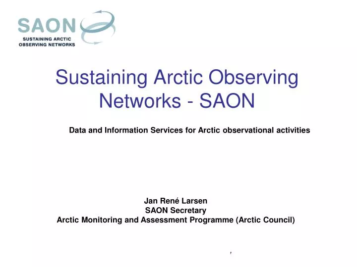 sustaining arctic observing networks saon