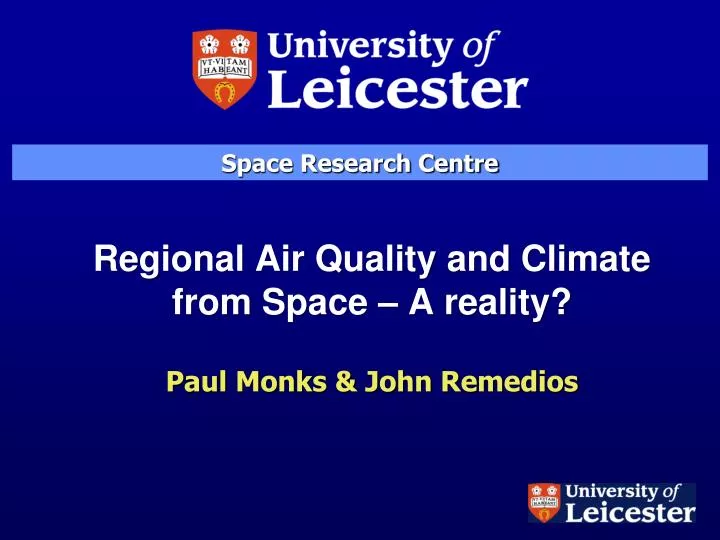 regional air quality and climate from space a reality