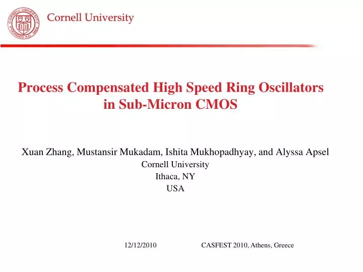 process compensated high speed ring oscillators in sub micron cmos