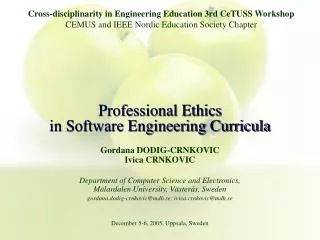 Professional Ethics in Software Engineering Curricula
