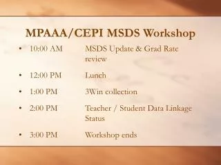 MPAAA/CEPI MSDS Workshop