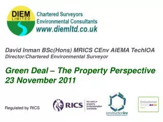 David Inman BSc(Hons) MRICS CEnv AIEMA TechIOA Director/Chartered Environmental Surveyor