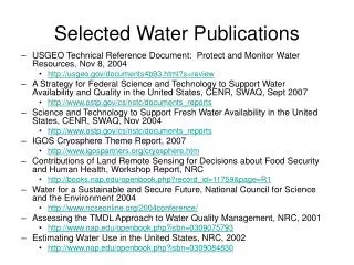 Selected Water Publications