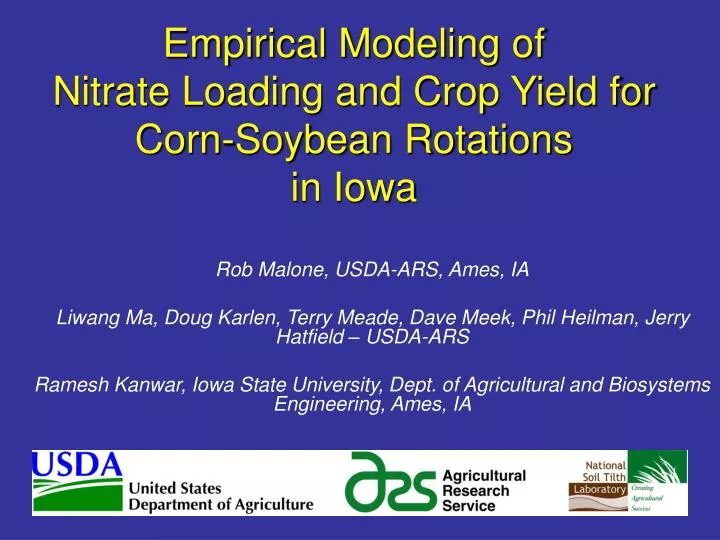 empirical modeling of nitrate loading and crop yield for corn soybean rotations in iowa