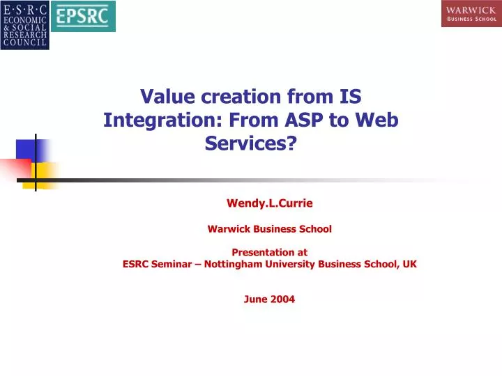 value creation from is integration from asp to web services