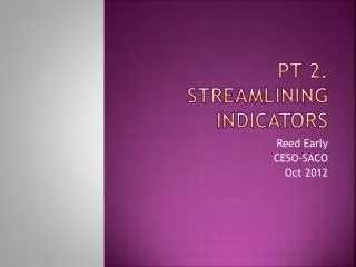 Pt 2. Streamlining Indicators