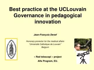 Best practice at the UCLouvain Governance in pedagogical innovation