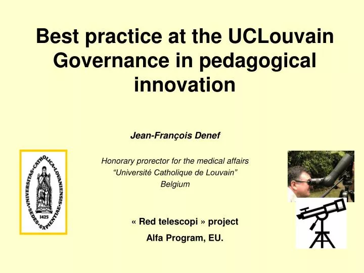 best practice at the uclouvain governance in pedagogical innovation