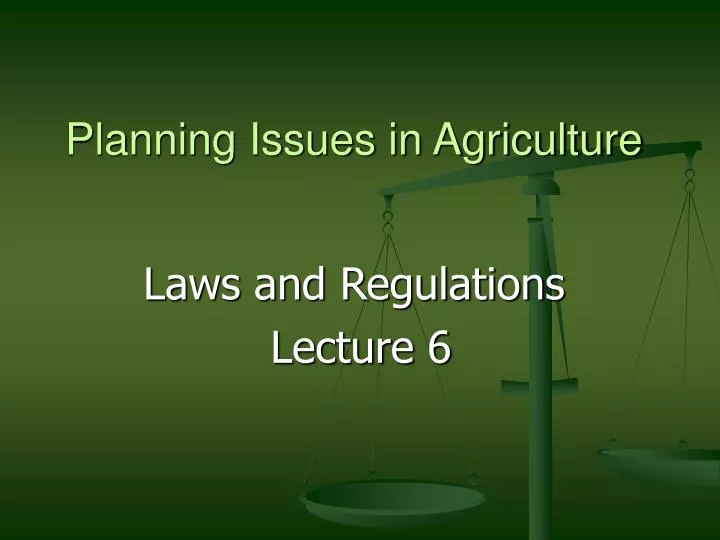 planning issues in agriculture