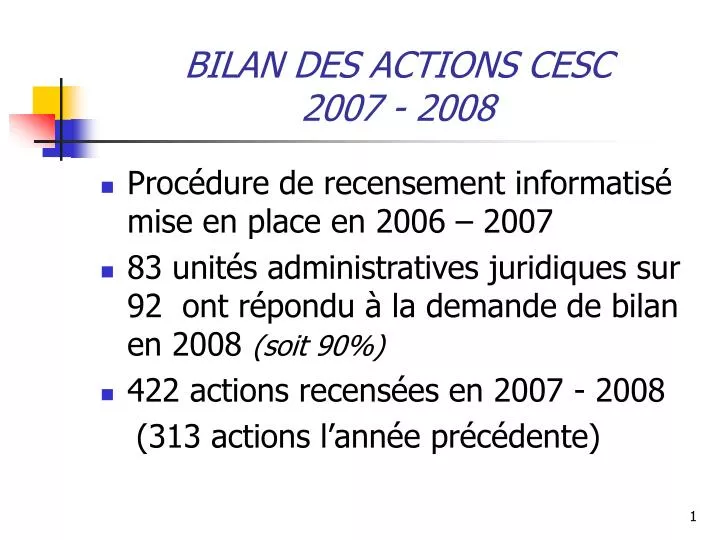 bilan des actions cesc 2007 2008