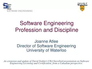 Software Engineering Profession and Discipline