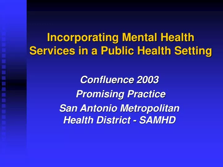 incorporating mental health services in a public health setting