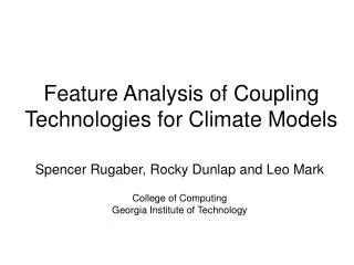 Feature Analysis of Coupling Technologies for Climate Models