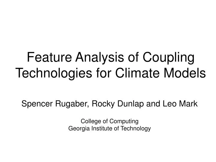 feature analysis of coupling technologies for climate models