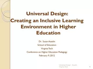 Universal Design: Creating an Inclusive Learning Environment in Higher Education