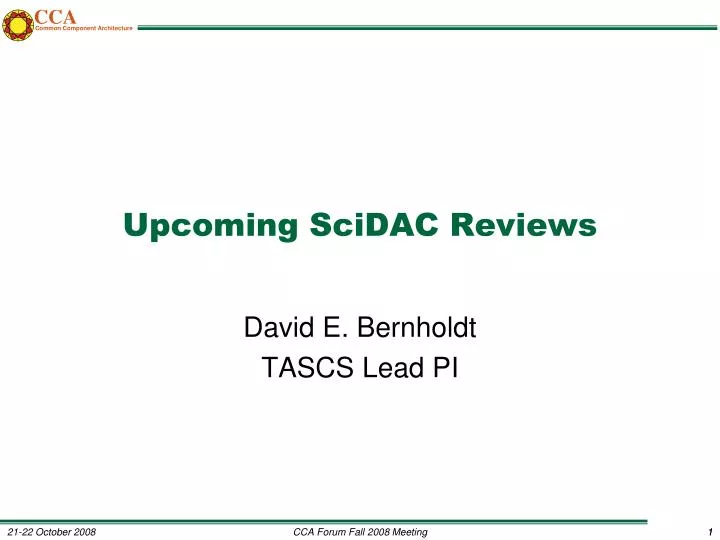 upcoming scidac reviews