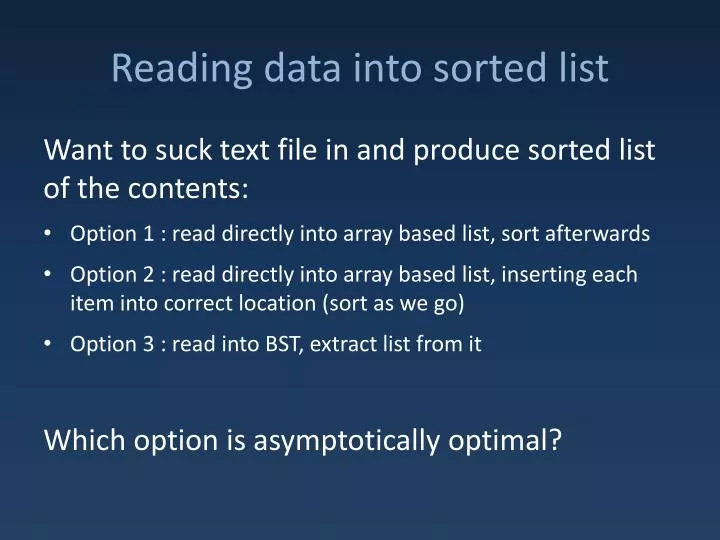 reading data into sorted list