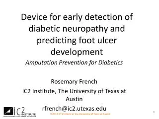 Device for early detection of diabetic neuropathy and predicting foot ulcer development