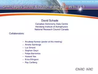 David Schade Canadian Astronomy Data Centre Herzberg Institute of Astrophysics