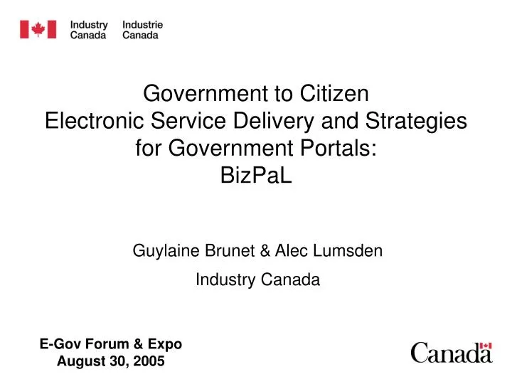 government to citizen electronic service delivery and strategies for government portals bizpal