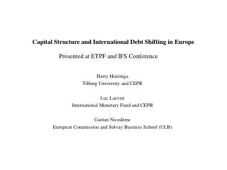 Capital Structure and International Debt Shifting in Europe