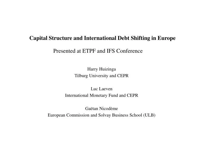 capital structure and international debt shifting in europe