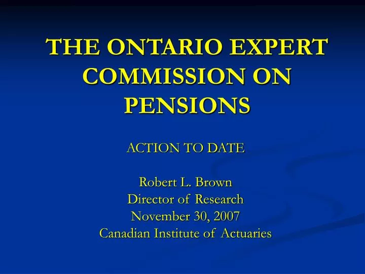 the ontario expert commission on pensions