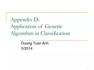 Appendix D: Application of Genetic Algorithm in Classification