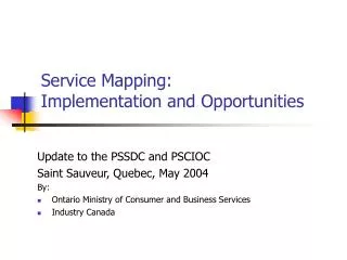 Service Mapping: Implementation and Opportunities