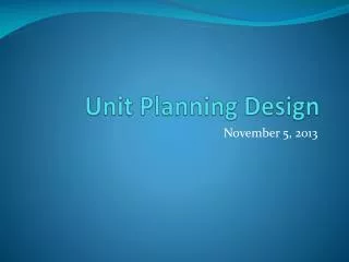 Unit Planning Design