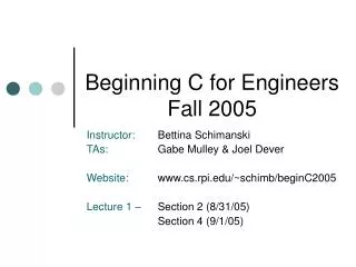 beginning c for engineers fall 2005
