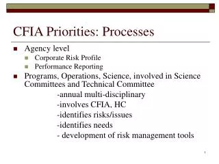 CFIA Priorities: Processes