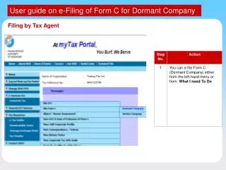 User guide on e-Filing of Form C for Dormant Company