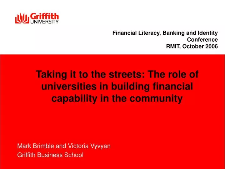 taking it to the streets the role of universities in building financial capability in the community