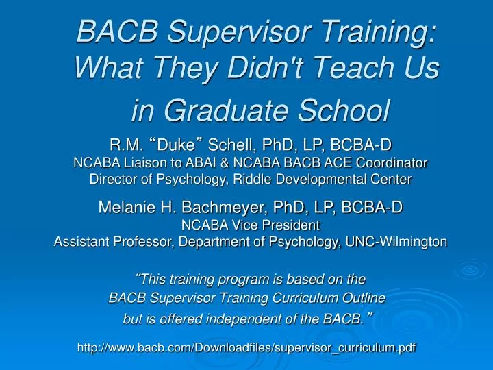 bacb supervisor training what they didn t teach us in graduate school