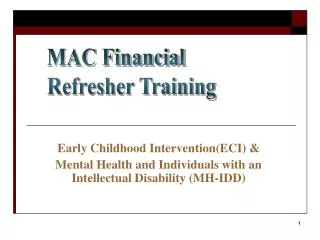 Early Childhood Intervention(ECI) &amp;