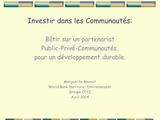 investir dans les communaut s