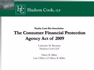 Payday Loan Bar Association The Consumer Financial Protection Agency Act of 2009