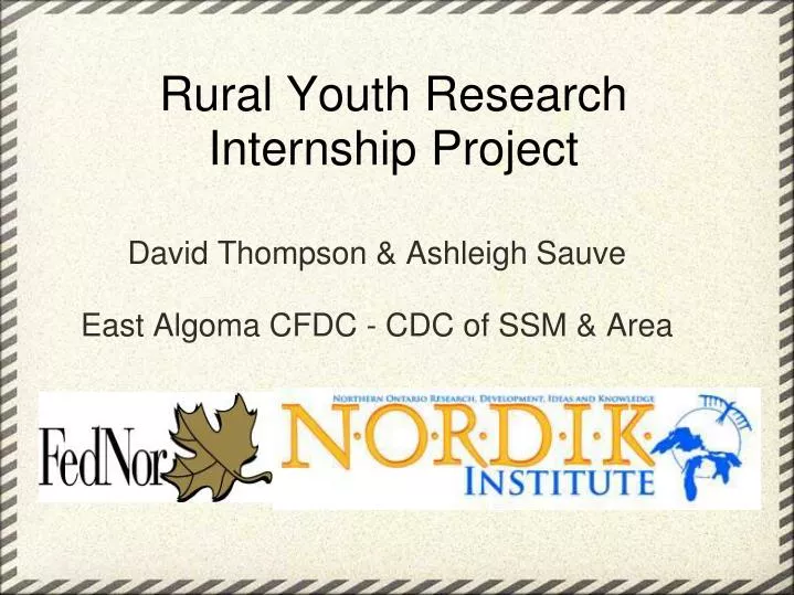 rural youth research internship project