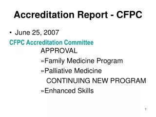 Accreditation Report - CFPC