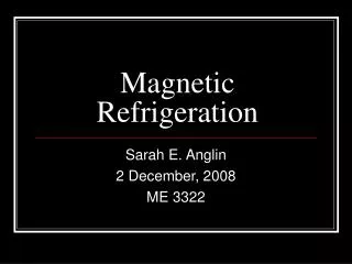 Magnetic Refrigeration